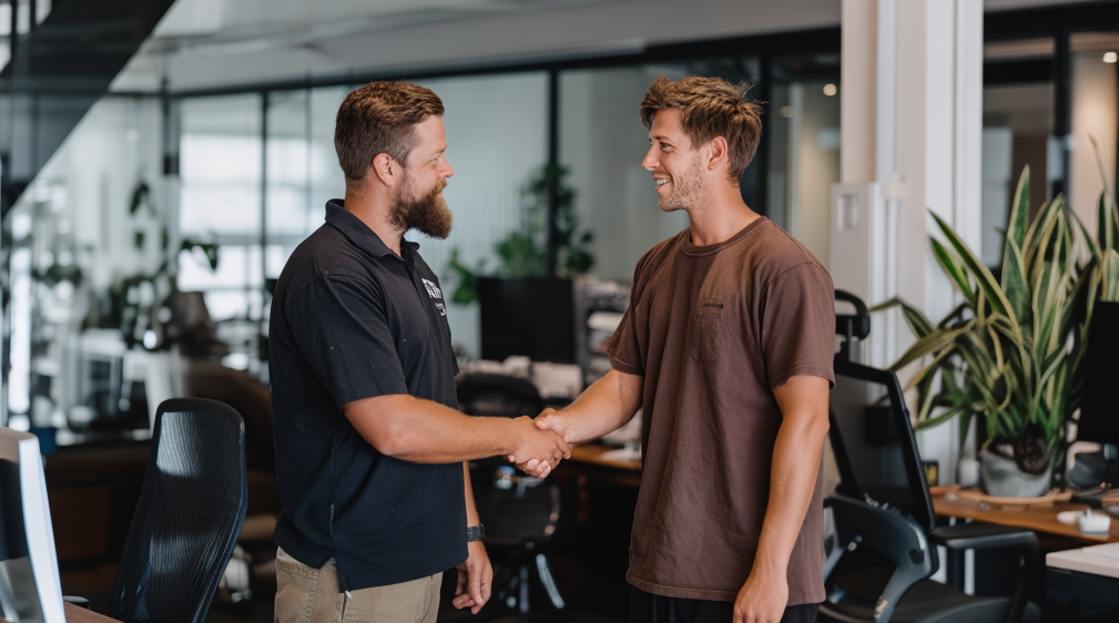 eteran smiling with his private DVA advocate after a successful compensation claim